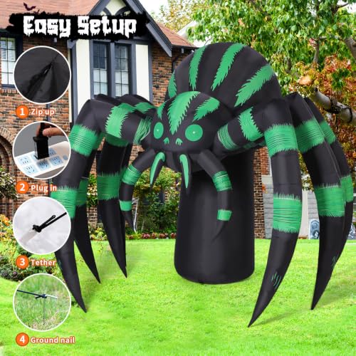 7 FT Long Halloween Inflatable Spider Outdoor Decoration - image 5