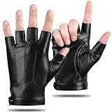 Kebesu Fingerless Driving Riding Leather Gloves Outdoor Anti-Slip Sports Half Finger Gloves for Men Women