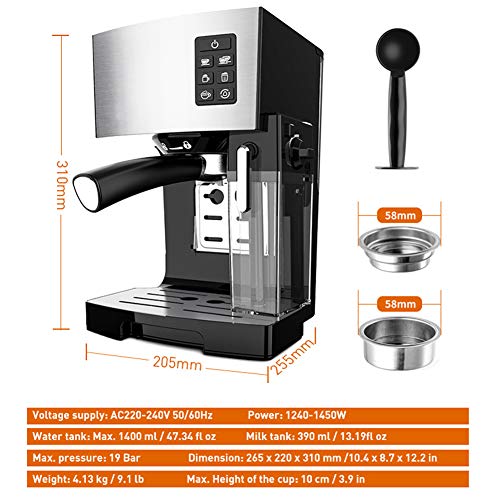 Cafetera espresso Lids de 20 bares con bomba tradicional y espuma de leche 8