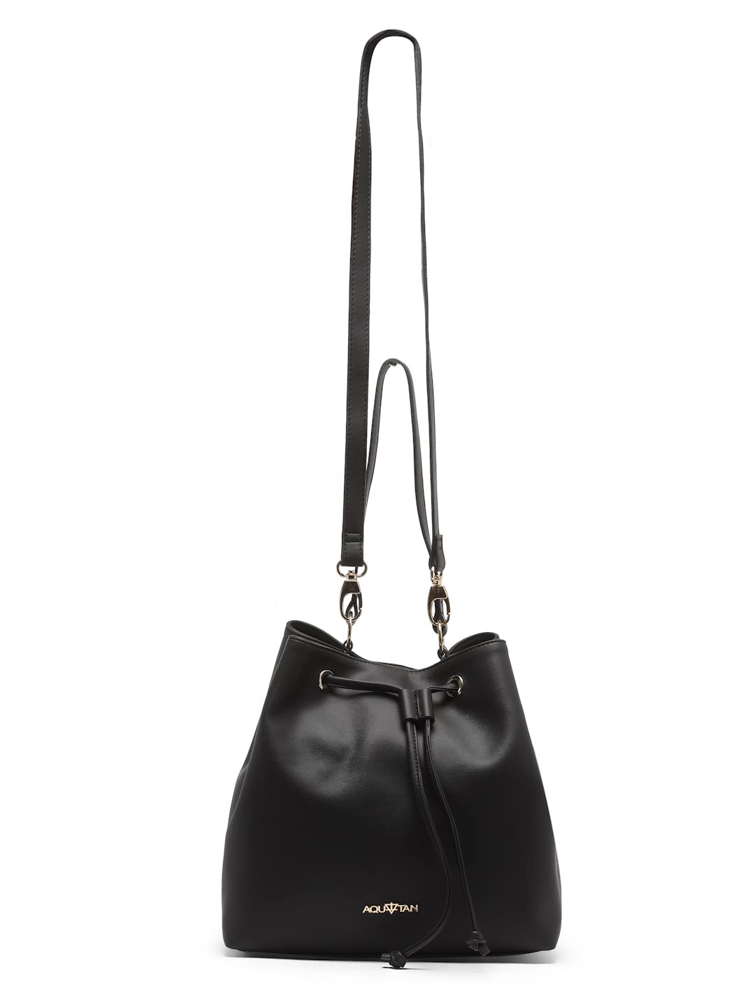 Vegan Leather Black Drawstring Handbag for Women | Stylish Casual Bag with Secure Closure for Everyday Use-image-32