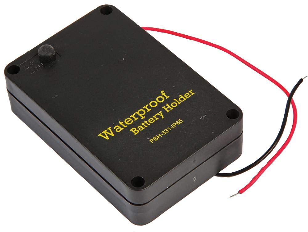MULTICOMP PRO Waterproof 3x AA Battery Holder – Enclosed with Wire Leads & On/Off Switch, Red/Black 150mm Wires (MP000381)