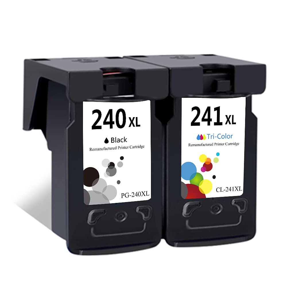 LEBOK - Cartucce rigenerate PG-240XL CL-241XL, ricambio per stampanti Canon 240 241 XL per Pixma MG2120 MG3120 MG3520 MX452 MX512 TS5120 1 nero 1 tricolore