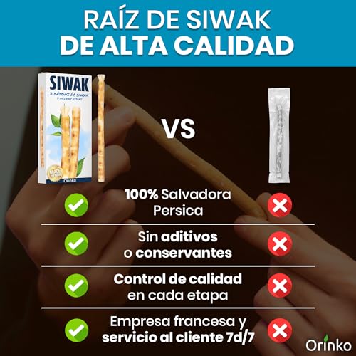 Miniatura 4 de Orinko 6 Palos De Siwak 1 Funda Protectora - Cepillo De Dientes Natural Ecológico Y Vegano - Cuidado De La Boca Tradicional Y Blanqueamiento Dental