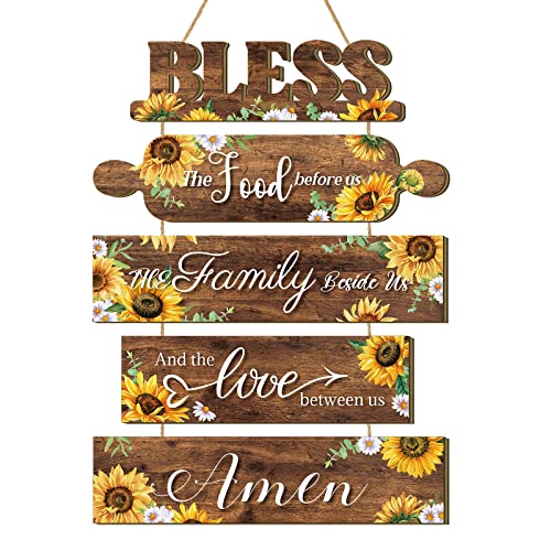 Sintuff Sunflower Kitchen Wall Decor Bless The Food Before Us Sign Classic