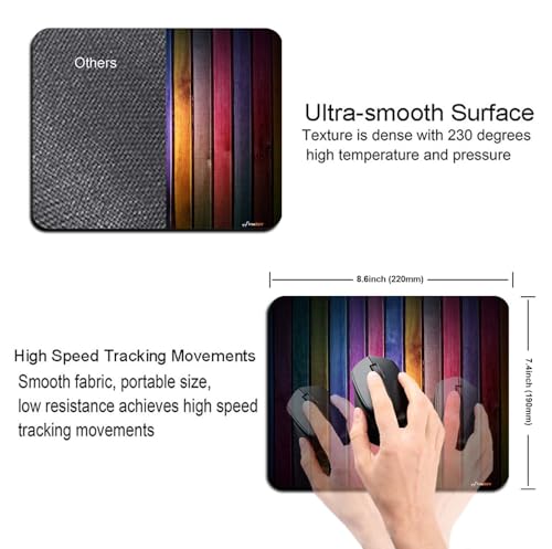 Image of Mouse Pad Colorful Wooden Textured, Premium-Textured Custom Mouse Mat Design, Washable Mousepad Lycra Cloth, Non-Slip Rubber Base Computer Mouse Pads for Wireless Mouse