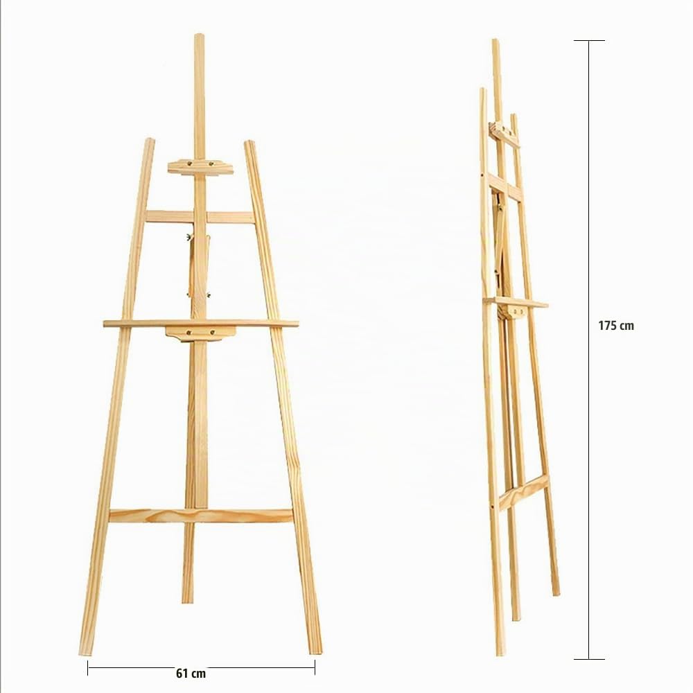 2PCS Chevalet Peinture，Chevalet Bois，Chevalet En Bois Massif De 175 Cm, Hauteur Réglable, Adapté à La Création Artistique Pour Enfants Et Adultes Ainsi Qu'à Une Utilisation Lors De Mariages