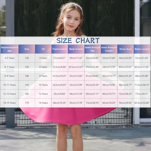 Tennis Dress for Girls Sleeveless Slip Backless Kid Romper Summer Sport Golf Dress Unitard with Shorts Pockets Crewneck3