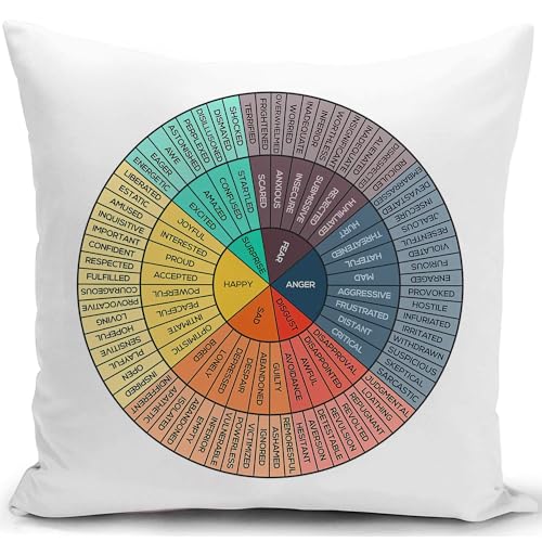 KUNQIAN Funda de Almohada de Rueda Emocional, Área de Gestión Decorativa, Regalo para Terapeuta, Decoración de Sala de Estar y Oficina, 40x40cm