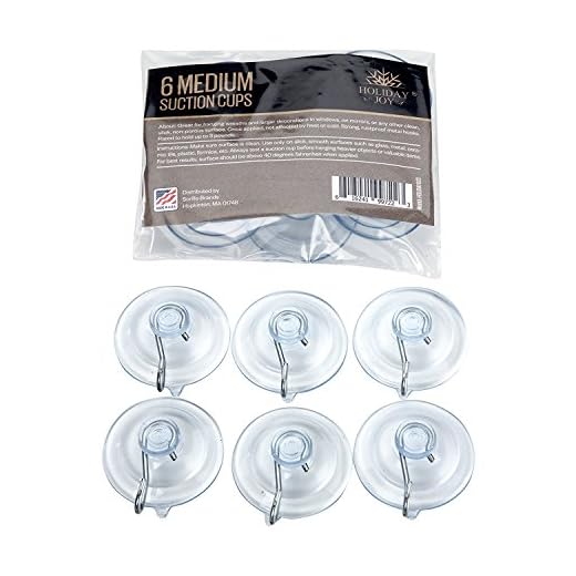 Holiday Joy - World's Strongest All Purpose 1 3/4 inch Suction Cups with Hooks - Made in USA (6 Medium)
