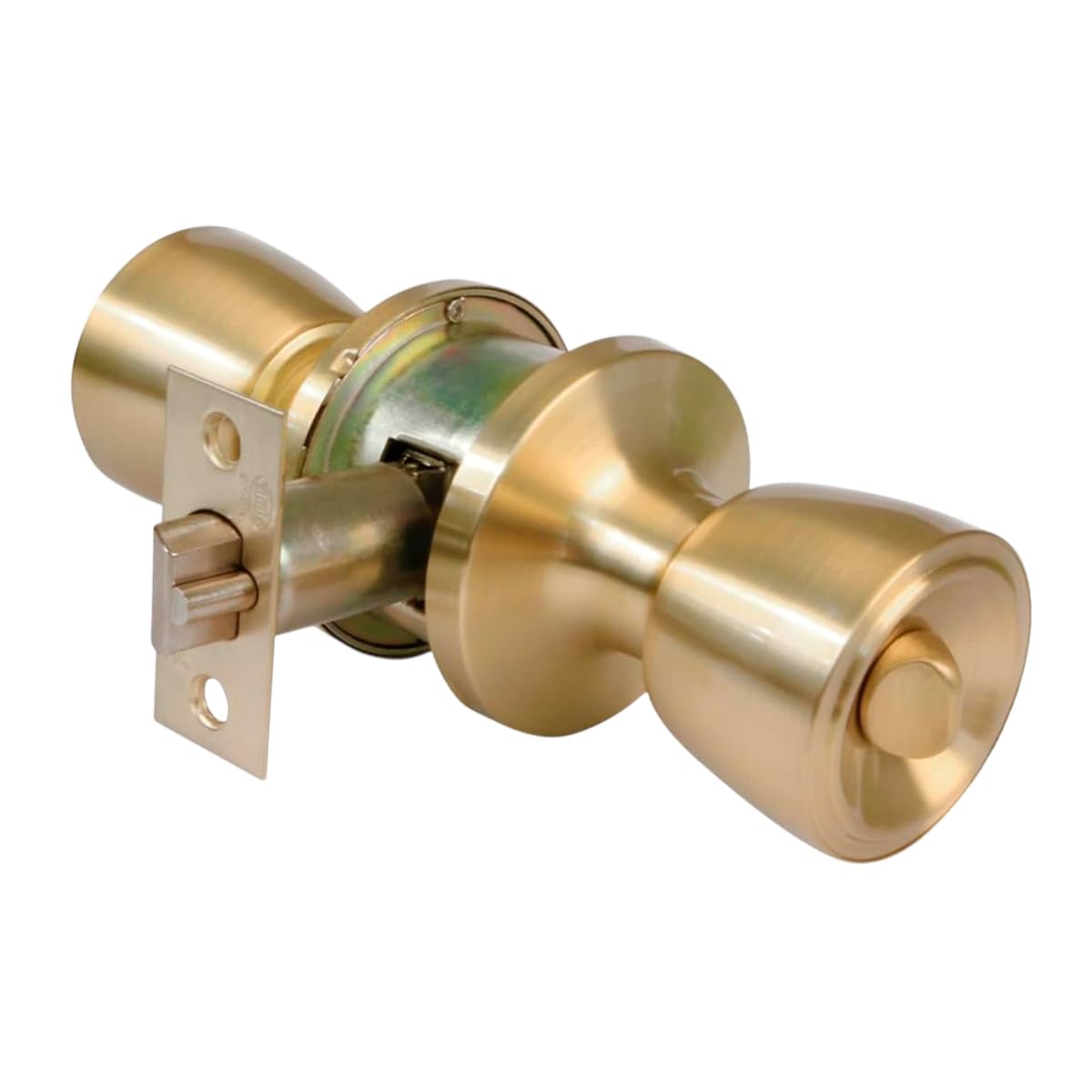 Amig - Juego de Pomos para Puerta de Entrada Interior - Para Puertas de Madera 35‑45 mm - Picaporte 60/​70 mm con Condena Interior - Instalación con Agujero Ø54 - Latón Mate - Mod. 600
