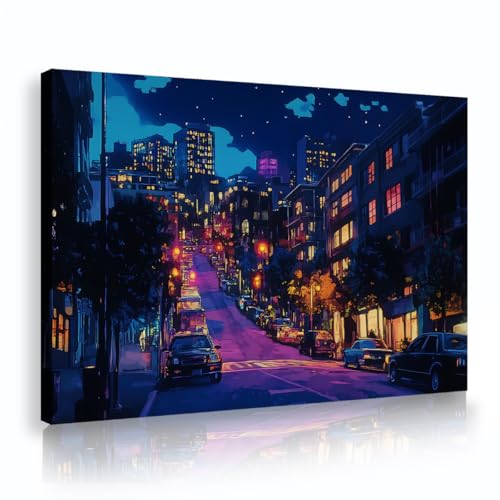 Art mural encadré Neon Streets pour raviver un mur vide avec un tableau de ville moderne