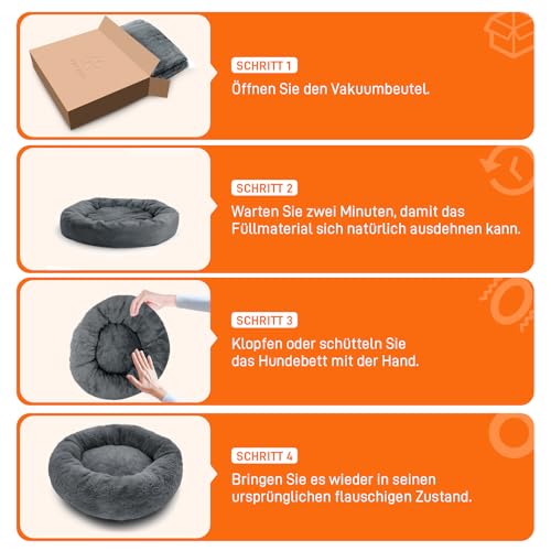 O·Lankeji Hundebett rund Hochflor Kunstfell, Hundekörbchen Waschbar herausnehmbar, Katzenbett flauschig mit Rutschfester Unterseite, Hunde Donut Bett für Kleine Mittelgroße Grosse Hunde