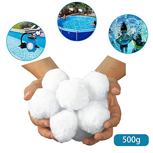 500g Pool Filter Balls Eco-Friendly Fiber Filter Media for Swimming Pool Sand Filters - Dedicated Fine Filter Fiber Ball Cleaning Equipment, White