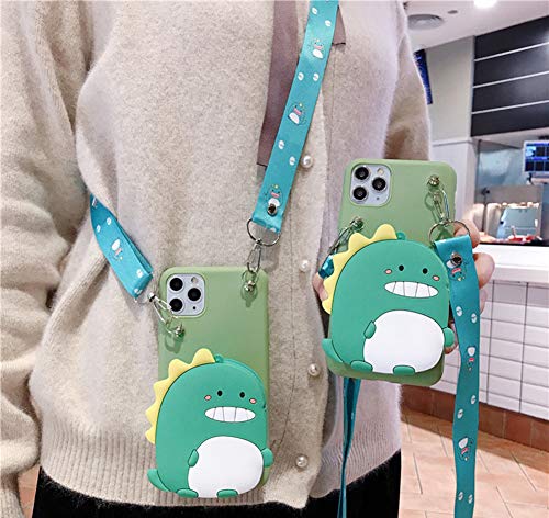 SGVAHY Capa de bolsa de moedas para iPhone 13 Pro Max, design de dinossauro fofo com zíper na parte