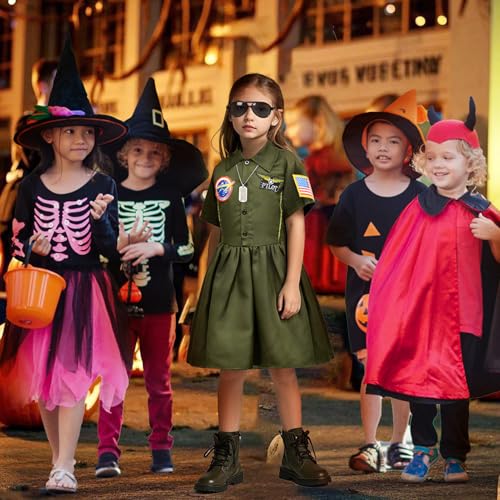 Disfraz de piloto militar para niñas talla M (7-8 años) miniatura 6