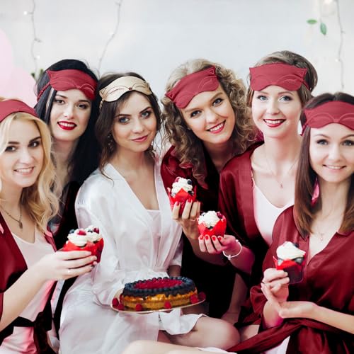 Image of Coume 7 Pcs Bride Silk Robes Bridesmaid Satin Robes Silk Satin Robe for Women Bridal Shower Wedding Getting Ready Favors