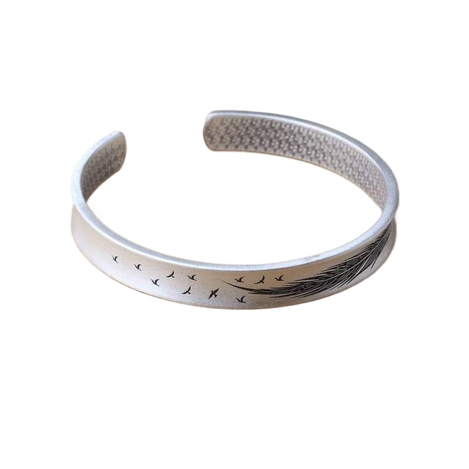 Bracciale in argento, bracciale rigido alla moda, bracciale rigido con metodo in argento 999 Detti buddisti concavi femminili Bracciale aperto in argento I braccialetti da 23 g possono essere regalati