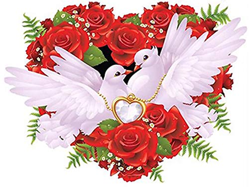 YSCOLOR Diamond Painting Diamant Rond Complet 5D Diy Diamant Peinture Fleurs En Paix Pigeon Broderie Point De Croix Strass Mosaïque Peinture Décor Cadeau 30X40cm Cover
