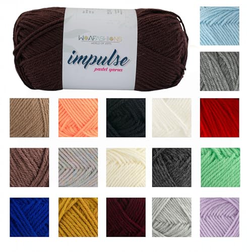 Image of WOAFashions Impulse Hand Knitting & Crochet Yarn, Premium Acrylic, 4 : Medium (Chocolate) (2x100gms / 3.5oz / 200mtr / 218yds)