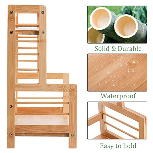 Yesland Bamboo Spice Rack Storage Shelves - 2 Tier Countertop Shelf For Kitchen Wood Standing Spice Storage Holder Oil Jar Bottle Display Shelves For Coffee Station, Bathroom, Pantry, Desktop #TOP3