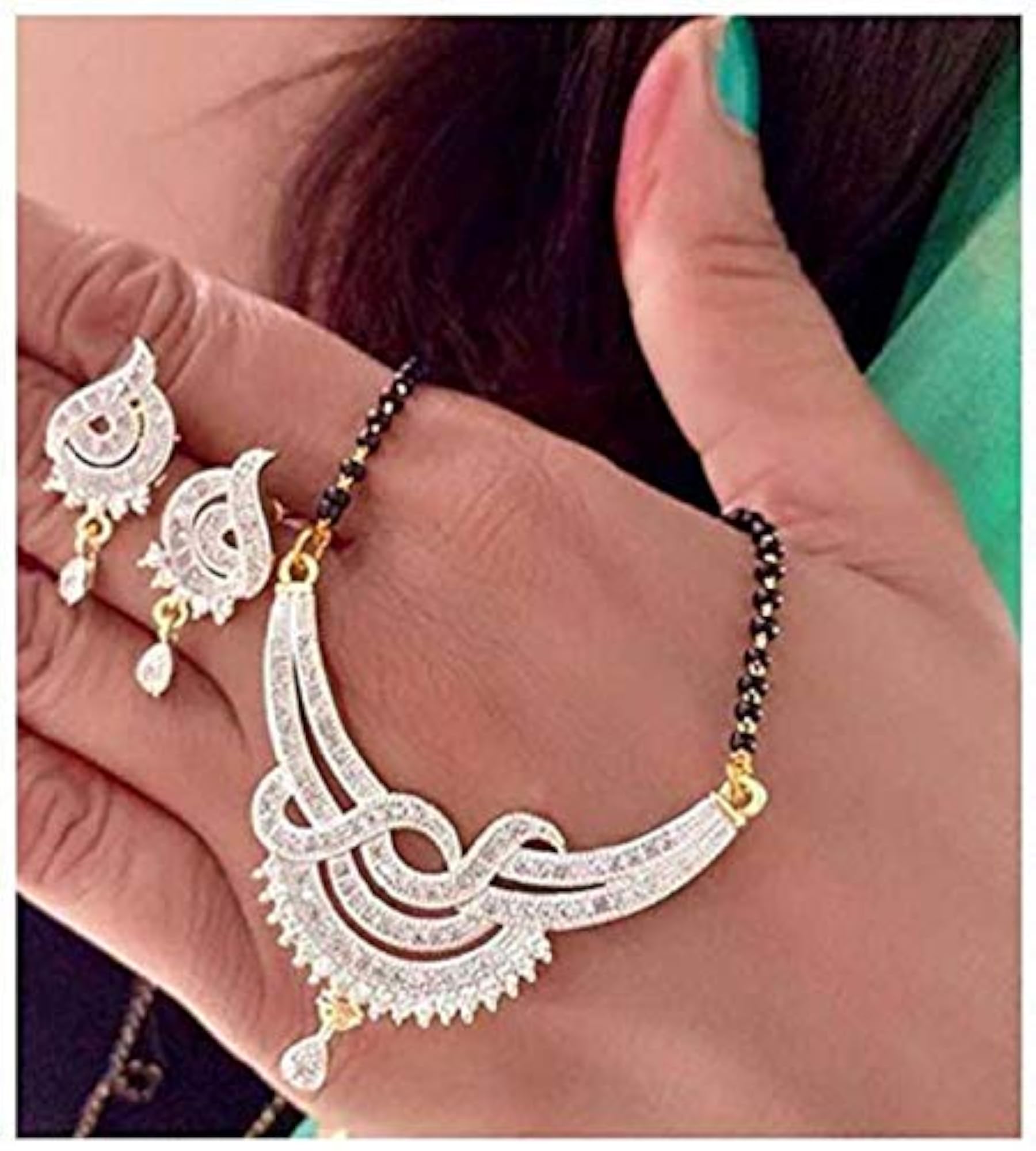American Diamond Artistic Design Alloy Mangalsutra for Women