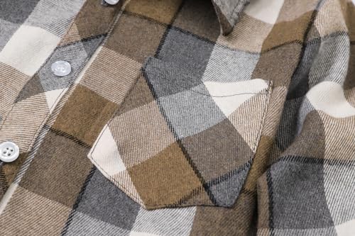 Image of Betusline Boy and Men Button Down Plaid Shirt