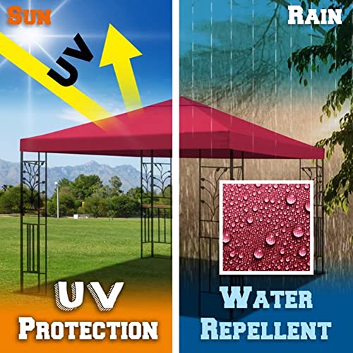 Tonnelle imperméable abri extérieur : auvent de rechange 3x3m robuste rouge vin - 5