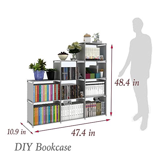Diy Adjustable Bookcase, Bookshelf With 9 Book Shelves, Home Furniture Storage #TOP6