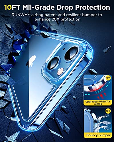 Humixx Crystal Clear for iPhone 14 Case/iPhone 13 Case with 2 Pack Screen Protector, [Never Yellow] [10 FT Military Grade Shockproof] Slim Fit Yet Protective Bumper with Airbag Case Cover- 6.1” - Thumbnail 3
