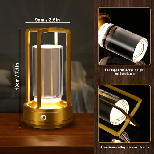 Anxingtools CORDLESS LED TABLE LAMP Portable Metal Table Lamp,Cordless Table Lamp,Battery Operated, 3 Light Colors, For Restaurant/Bedroom/Bars/Outdoor Party/Camping/Coffee Shop Atmosphere Night Light thumb #2
