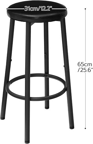 Miniatura 3 de HOOBRO Taburetes de bar, juego de 2 sillas de bar, taburetes de bar de 25.6 pulgadas, taburetes de desayuno con reposapiés, fácil montaje y