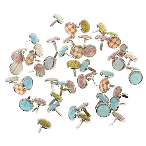 100 Mixed Metal Mini Decorative Brads for Paper Crafts Scrapbook DIY 12mm 0.47 Inch