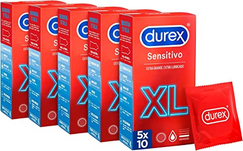 Durex Pack Ahorro Preservativos Sensitivo XL, Fino para Mayor Sensibilidad, 50 condones XL