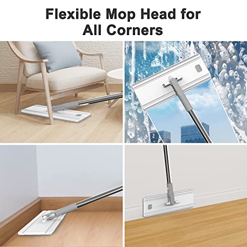 Ventifan Flat Mop And Bucket Set, Hands Free Flat Floor Mop,Separates Dirty And Clean Water,Wet And Dry Use,Self Cleaning Flat Mops For Floor Cleaning, Mop And Bucket System #TOP5