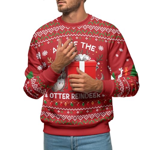 Image of 99TIMORO Movie Printed Ugly Christmas Sweater, Holiday Crewneck Sweatshirt 2025, Unisex Long Sleeve Pullover, Vacation Themed