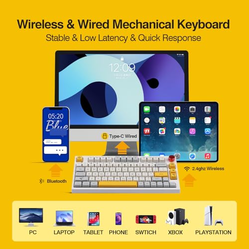 TH80 Pro Tastiera Meccanica usb c/Bluetooth/wireless, retroilluminata che hot swap e personalizzabili con Rotellina per WIN/Mac/PS4/PS5/Xbox (Theory TH80 Pro, Epomaker Budgerigar Switch) - Tastiera gaming - Immagine 2