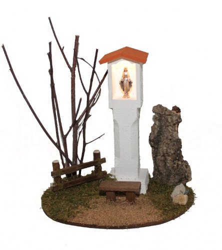 Preisvergleich Produktbild KLB Krippenzubehör Krippenstall WEGMADONNA Kapelle mit Bank Beleuchtung