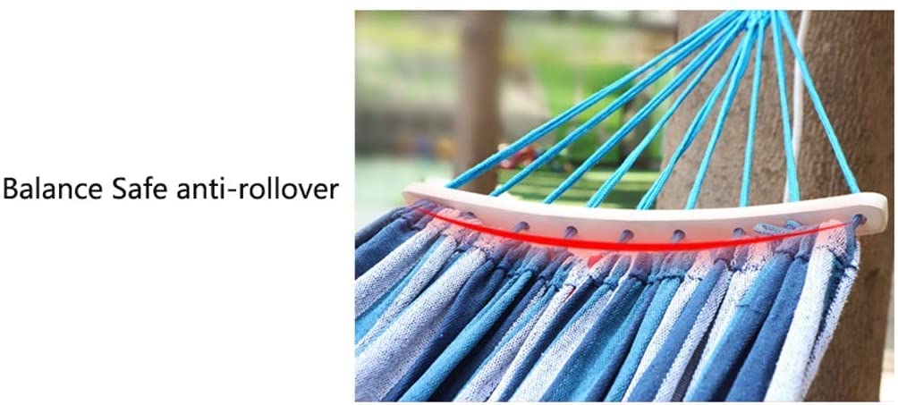 Hamak Ultralekki, Hammock Wnętrze Domu Hamak Przenośny Odkryty Camping Travel Krzesło Tęczowe Paski Drewniany Kij Huśtawka Ogrodowy na Kemping, na Zewnątrz(Black)