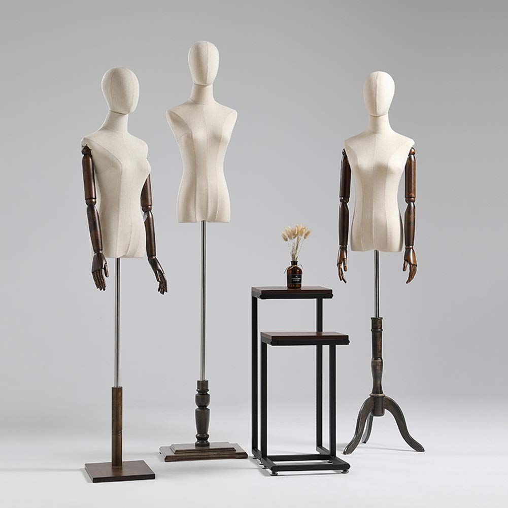 布製マネキン 木製ベース 金属スタンド 布製トルソー 金属製スタンド付き