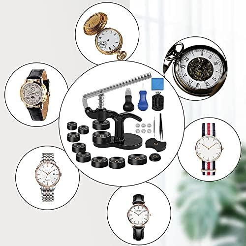 Presse Boitier Montre Presse De Boîtier De Montre, Ensemble De Presse De Montre, Outil Manuel De Réparation Pressé à La Main En Alliage Bleu Professionnel Avec 12 Matrices, Montre, Outils De Presse