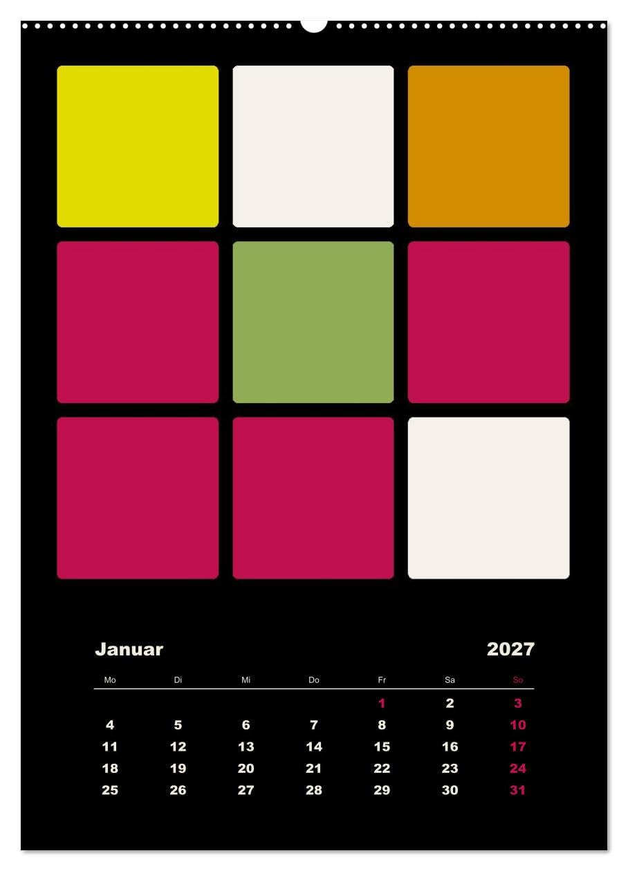 Fotokalender FARBFLÄCHEN (hochwertiger Premium Wandkalender 2027 DIN A2 hoch), Kunstdruck in Hochglanz: Foto-Collagen auf farbigen Quadraten (CALVENDO Hobbys)