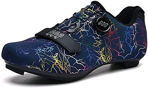 KUXUAN Fahrradschuhe Herren Damen - Rennrad mit Kompatibler SPD/SPD-SL Cleat Indoor Cycling Schuhe,DarkBlue-39EU Cover