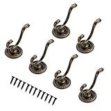 6 Stück, Bronze Vintage Kleiderhaken Türhaken Haken Schlafzimmer Huthaken Mantelhaken Dekorative Wand Haken für Hängende Garderobe Coat Hook