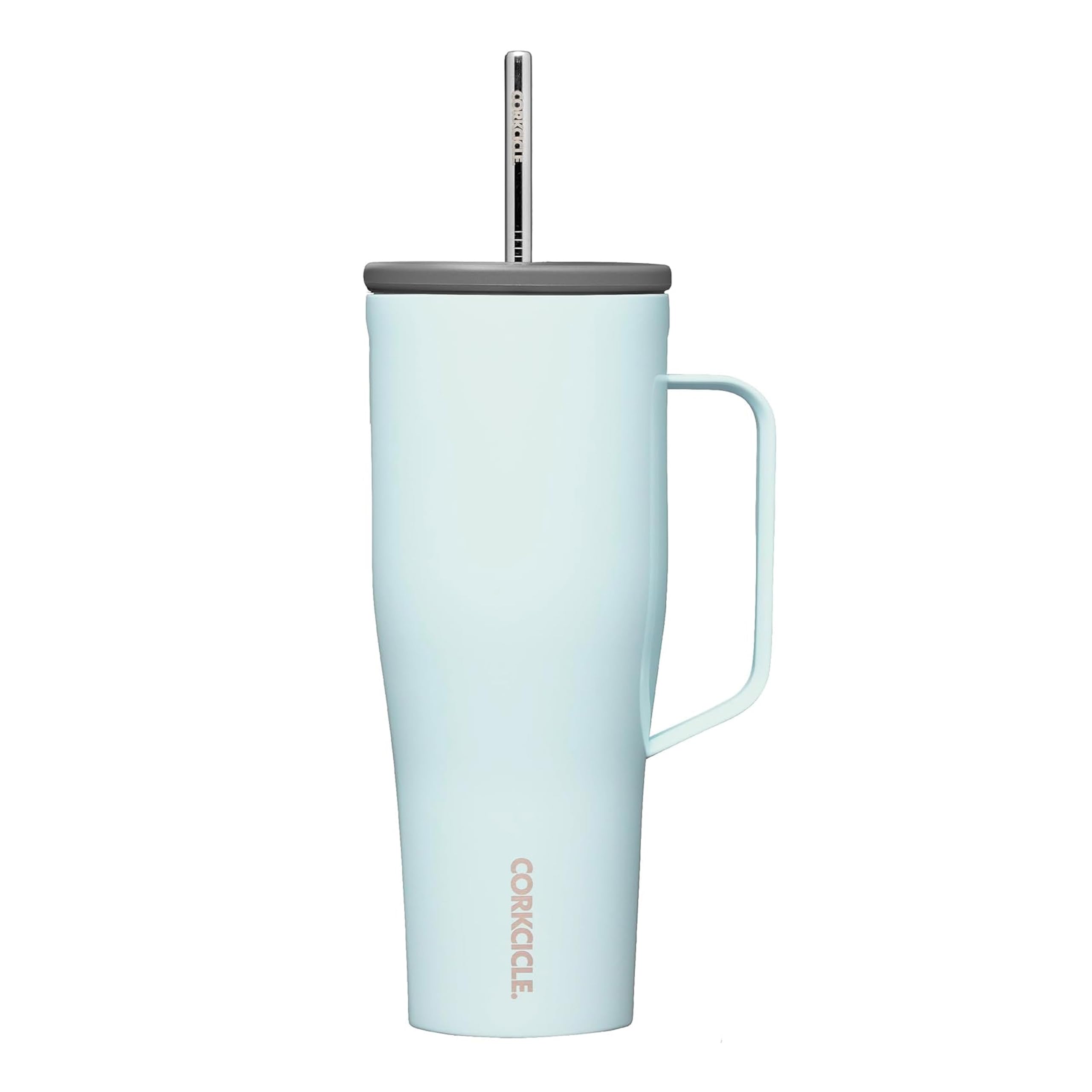 Cold Cup XL - Insulated Tumbler with Handle - Keeps Drinks Cold 12 Hours - Triple-Insulated - Spill-Proof Lid - Summer Drinkware Gift - Keeps Drinks Ice Cold - 30 oz - Gloss Powder Blue