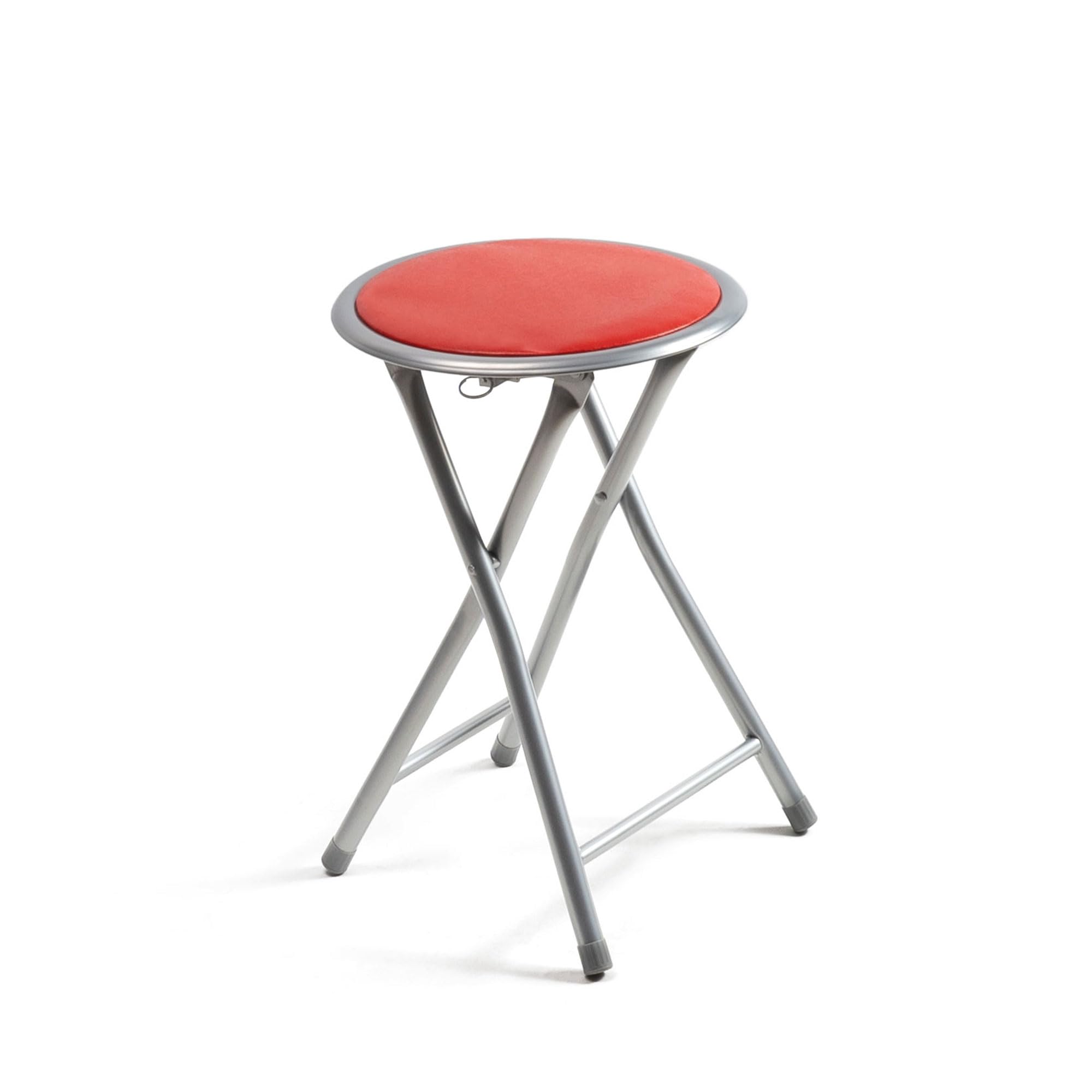 THE SECRET HOME - Taburetes Plegables de Aluminio - Silla de Metal y Asiento Acolchado - Ideal para Cocina, Terraza, Cámping, Oficina - Diámetro 30 x Alto 45 cm (1, Rojo, Ø30x45 cm)