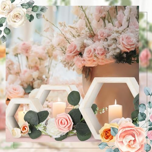 3 Pcs Wooden Wedding Lantern Centerpiece, Lantern Candle Holder for Rustic Wedding Table Decoration, Farmhouse Candle Lantern for Table Fireplace & Country Wedding Gift (White-3pc)