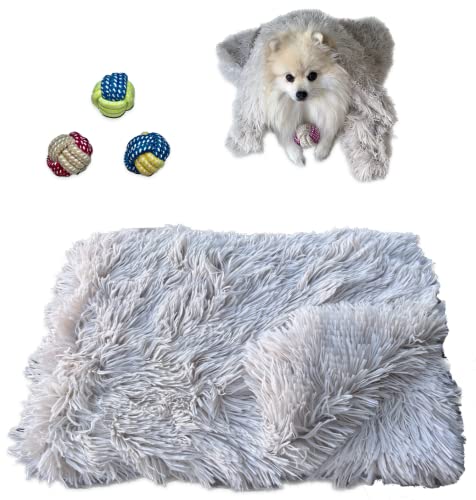 NIDFIL Mantas para Perros de Felpa Caliente Antiestres Gatos y Mascotas 100x75cm - Doble Lado Manta Peluda Lavable - Buena para Cama Mascota - Pelota Mordedor Nudo Perro 6cm por Cada Manta