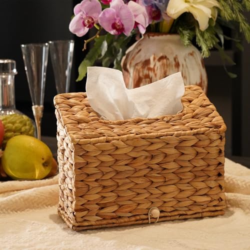 Water Hyacinth Hand Towels Box Cover for Kleenex Disposable Paper Hand Towels, Handwoven Towel Holder, Wicker Tissue Box Cover for Bathroom, Bedroom, Office, Tabletop, Kitchen - Image 8