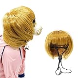 Funny Dog Cat Cosplay Wig, Headwear Apparel Toy, Pet Costumes, Cat Dress up for Halloween, Christmas, Parties, Festivals, Dog Wigs for Small Medium and Large Dogs (Pumpkin Yellow)