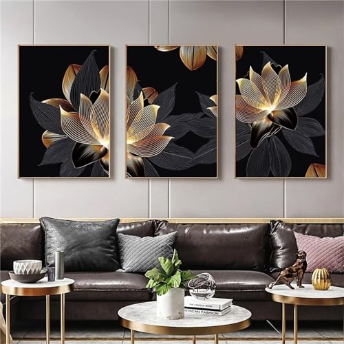 Peinture diamant DIY cadeau anniversaire fille soeur lot de 3 toiles lotus